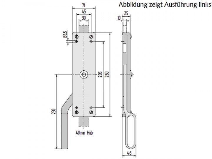 Falttor-Treibriegel mit Schlaufenhebel
