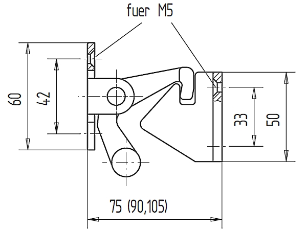 Hakentürfeststeller - 75 oder 90 mm Abstand