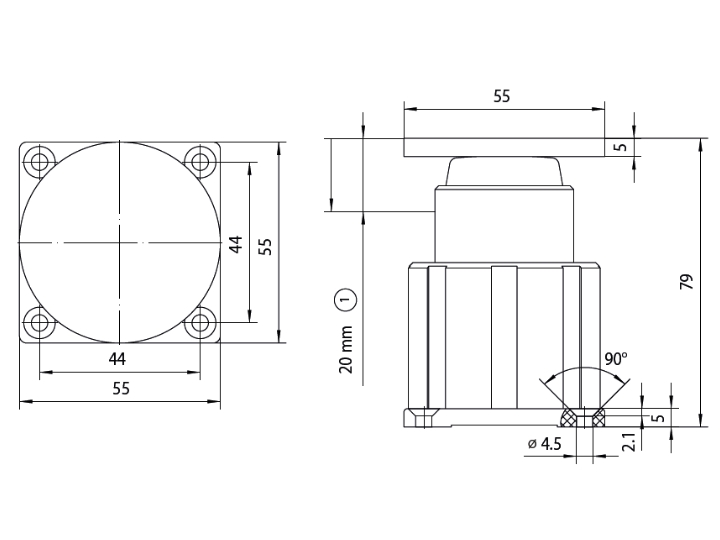 Haftgegenplatte mit Federpuffer auf Montagegehäuse mit Dämpfungsfeder